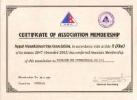 Certificate of Nepal Mountaineering Association of Nepal  » Click to zoom ->